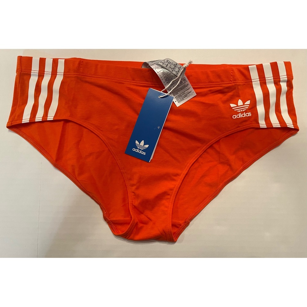 Adidas Woman's Hipster Panties Underwear‎ Size XL 3 Stripes Orange